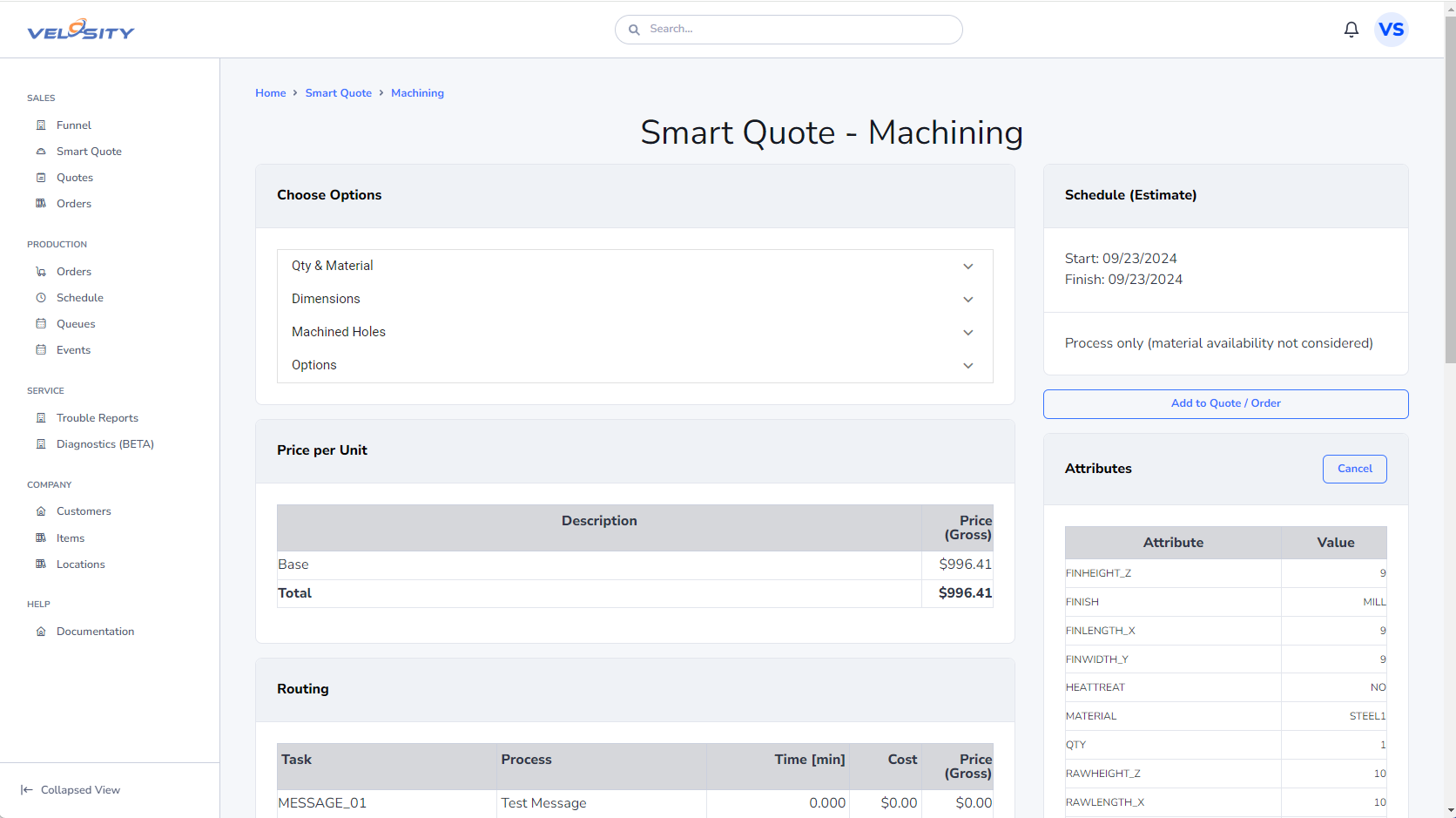 Velosity guided product configuration and quoting